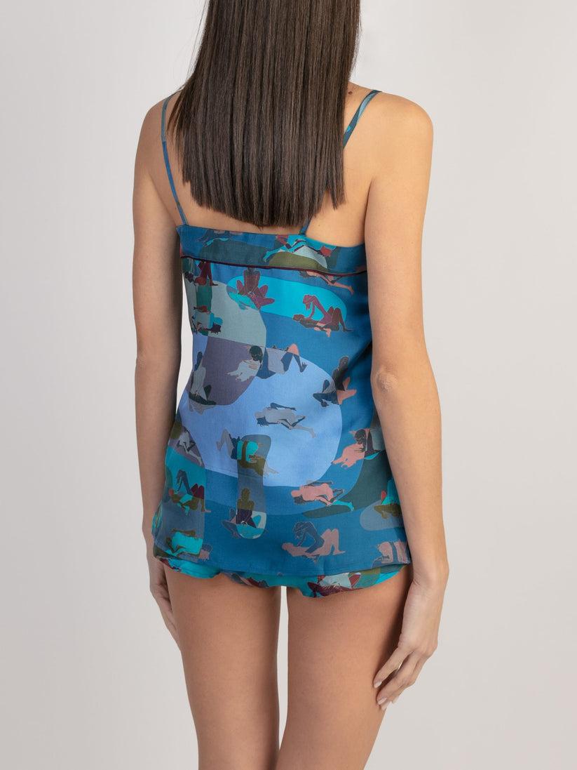 Sans Tabù Top Spallino Sottile Pura Seta “L'amore” - Midnight