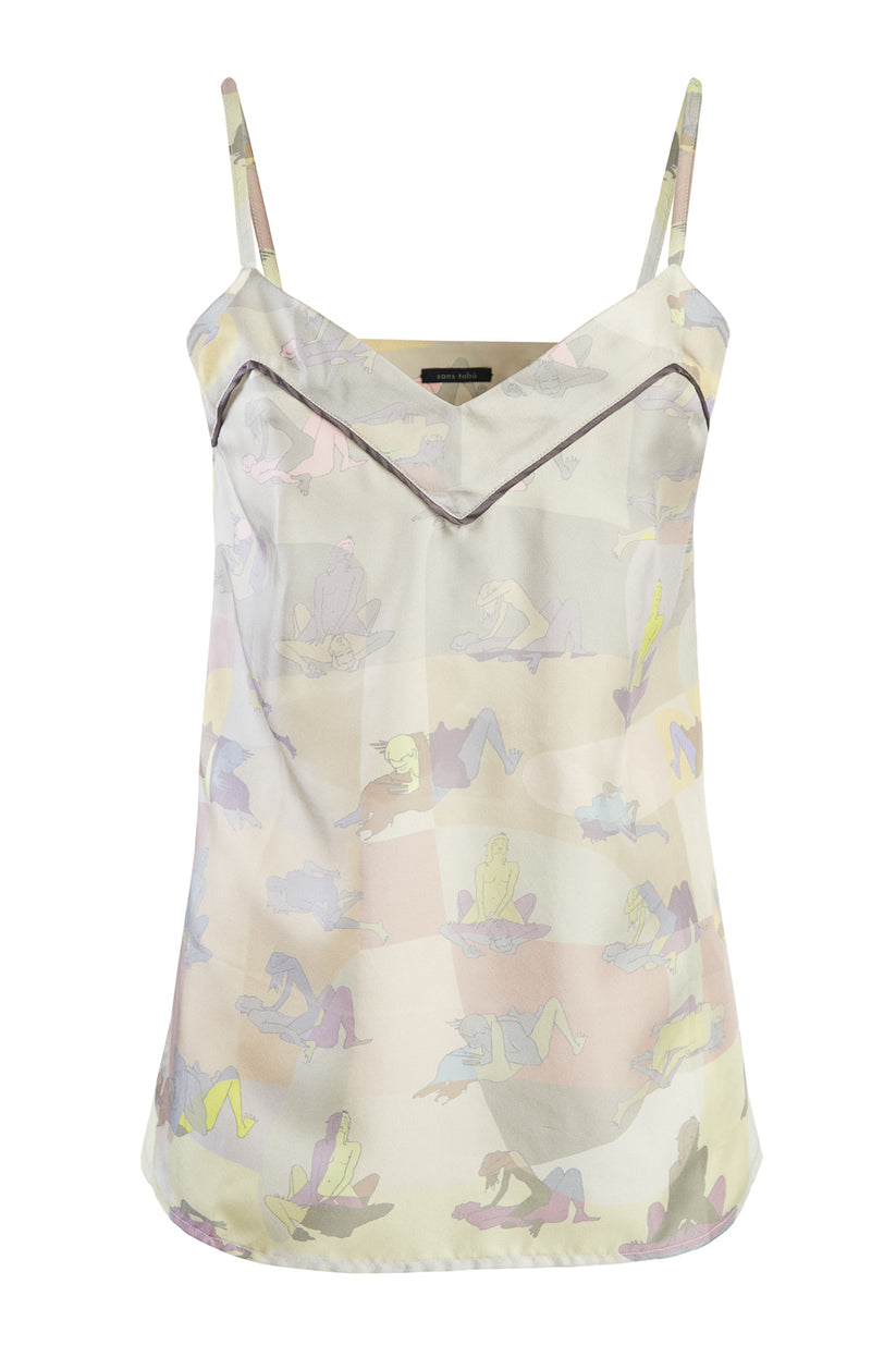 Sans Tabù Top Spallino Sottile Pura Seta “L'amore” - Moonlight