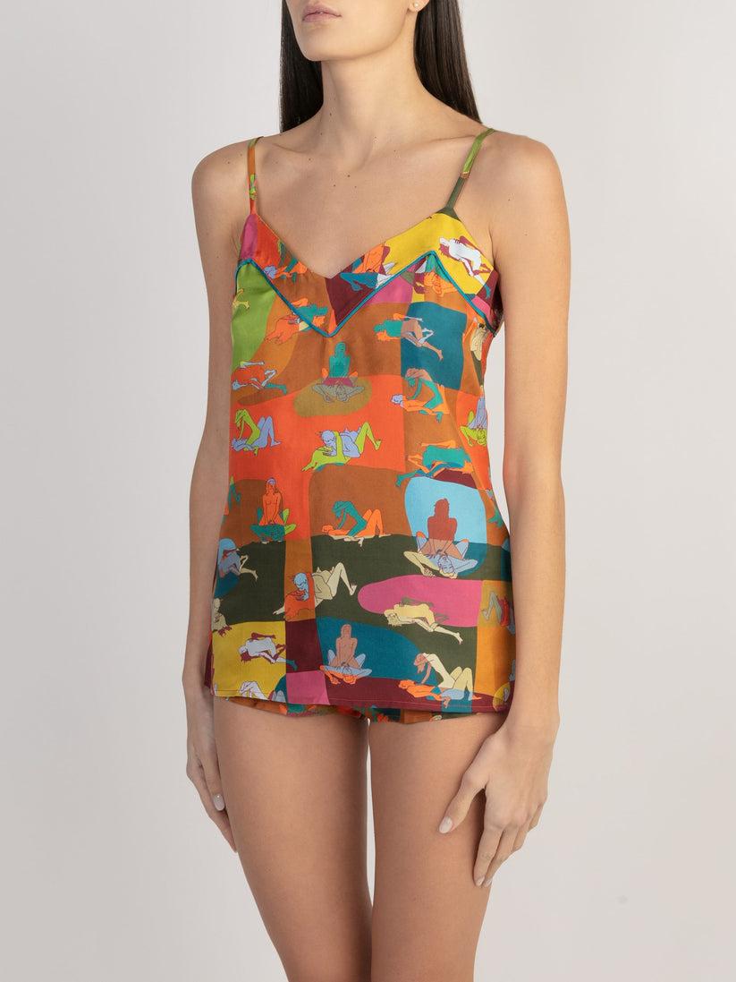 Sans Tabù Top Spallino Sottile Pura Seta “L'amore” - Sunlight