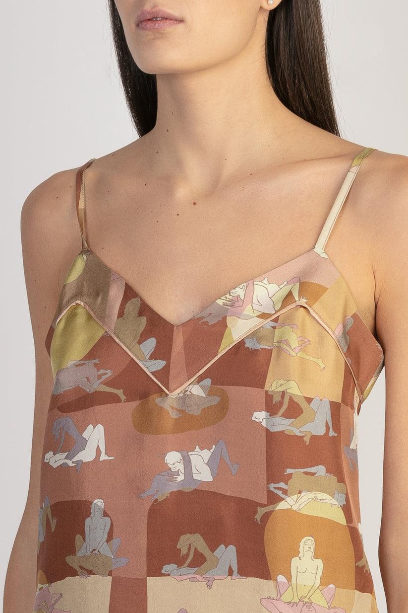 Sans Tabù Top Spallino Sottile Pura Seta “L'amore” - Twilight