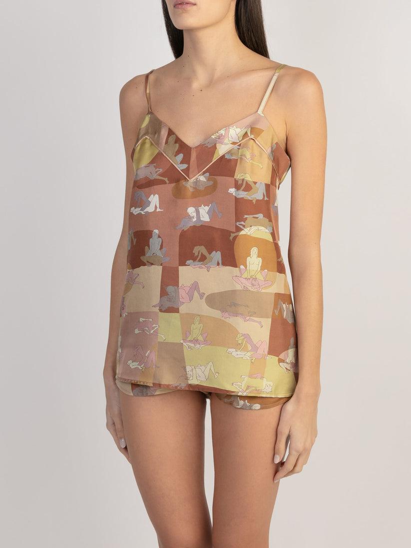 Sans Tabù Top Spallino Sottile Pura Seta “L'amore” - Twilight