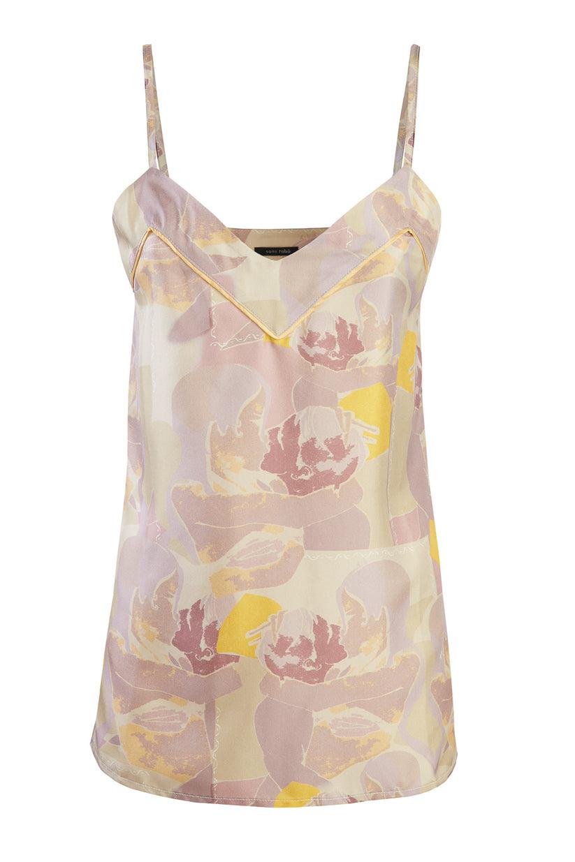 Sans Tabù Top spallino sottile pura seta “Pillow Talk” - Dawn