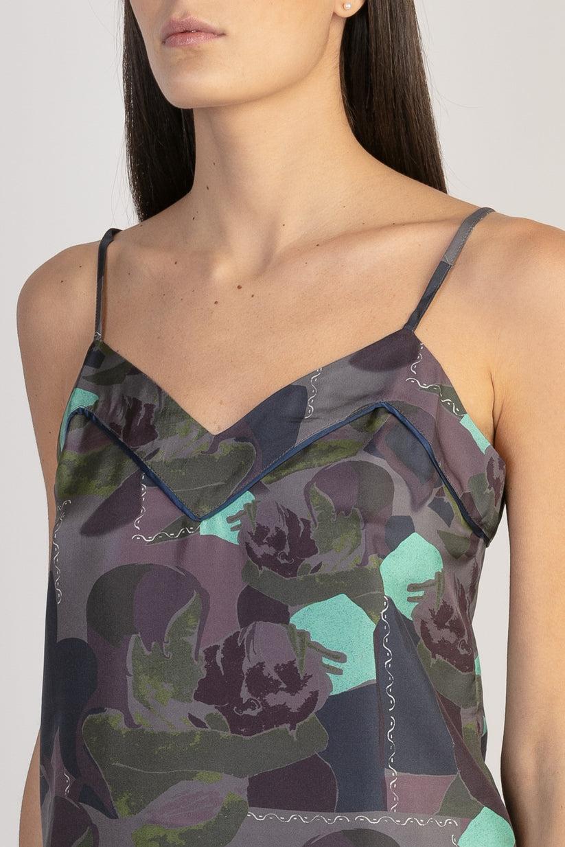 Sans Tabù Top Spallino Sottile Pura Seta “Pillow Talk” - Dusk