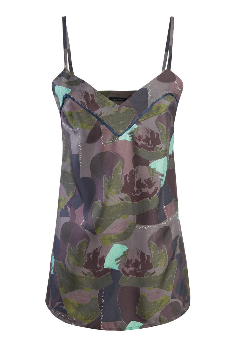 Sans Tabù Top spallino sottile pura seta “Pillow Talk” - Dusk