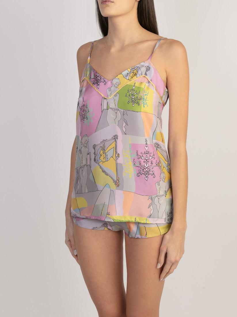 Sans Tabù Top Spallino Sottile Pura Seta “Specchio Delle Mie Brame” - Rose