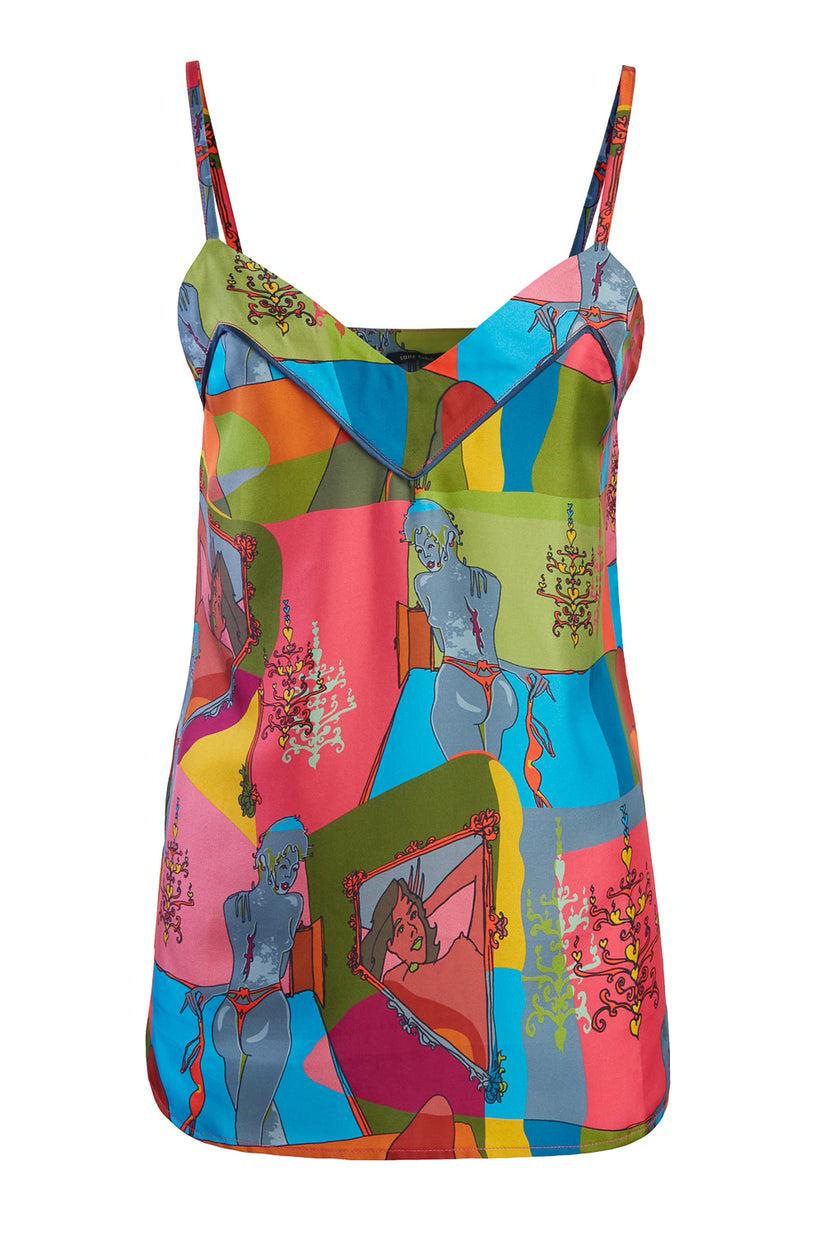 Sans Tabù Top Spallino Sottile Pura Seta “Specchio Delle Mie Brame” - Dark Rose