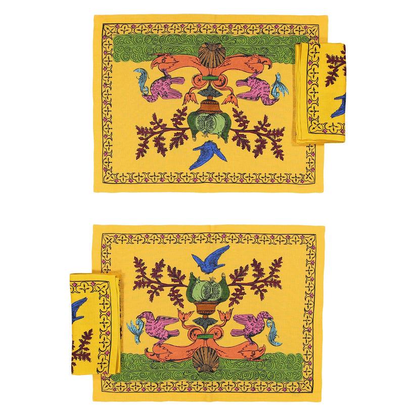 Sans Tabù Tovagliette Americane Gialle In Lino Grezzo & 2 Tovaglioli- Aristo Pop