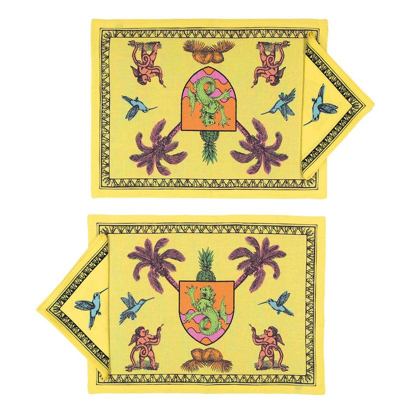 Sans Tabù Tovagliette Americane gialle in lino grezzo & 2 tovaglioli - Pop of Arms
