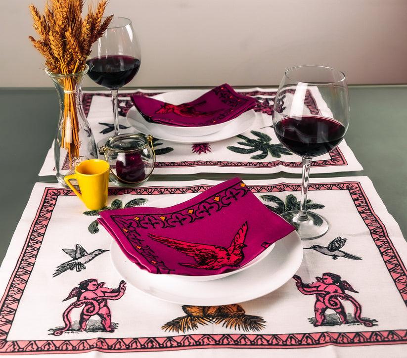 Sans Tabù Tovagliette Americane in lino bianco grezzo & 2 tovaglioli - Pop of Arms