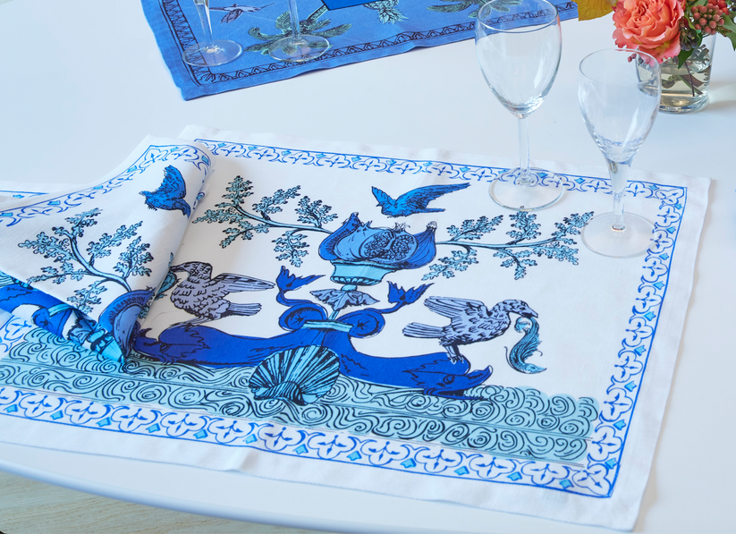 Sans Tabù Tovagliette Americane in lino bianco grezzo & 2 tovaglioli- Aristo Pop