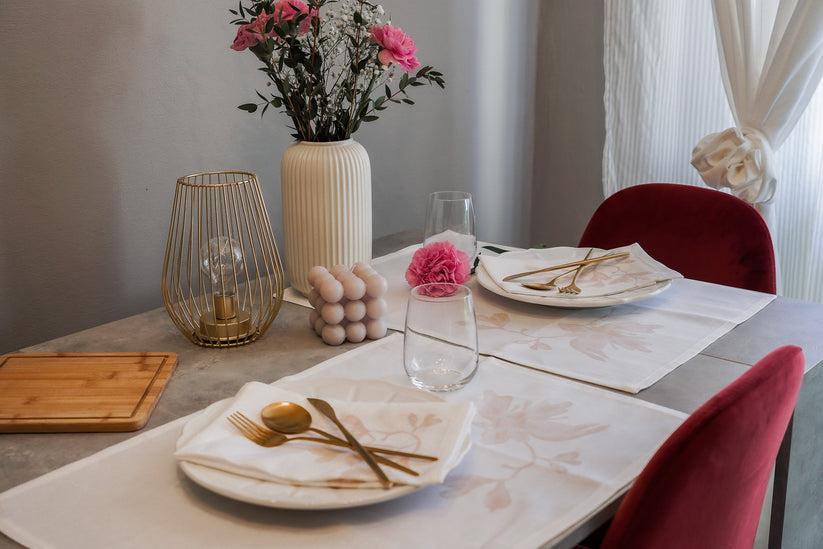 Sans Tabù Tovagliette Americane in lino grezzo & 2 tovaglioli - Peach Blossom