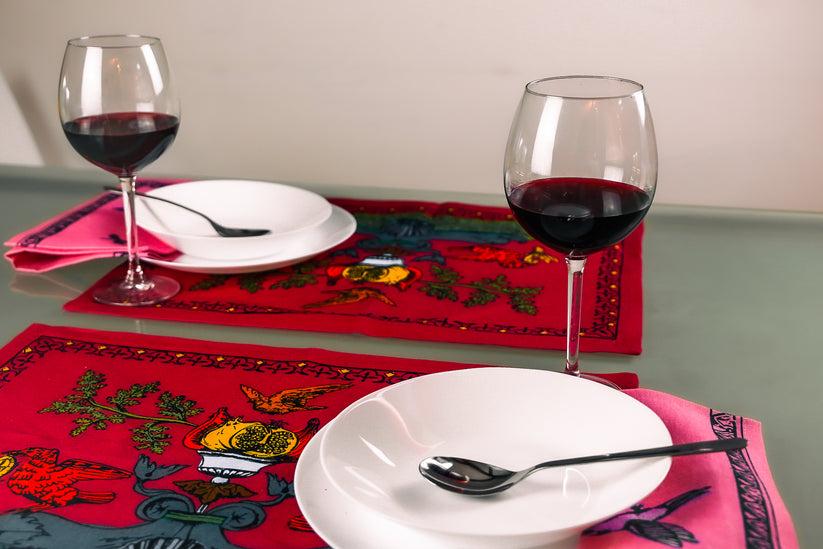 Sans Tabù Tovagliette Americane magenta in lino grezzo & 2 tovaglioli- Aristo Pop