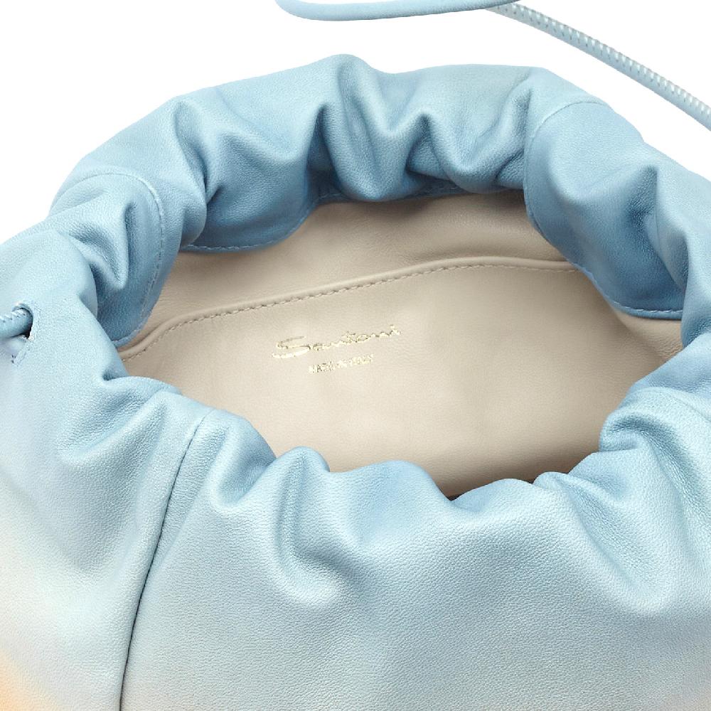 Santoni Borsa A Secchiello In Pelle Arancione Ed Azzurro