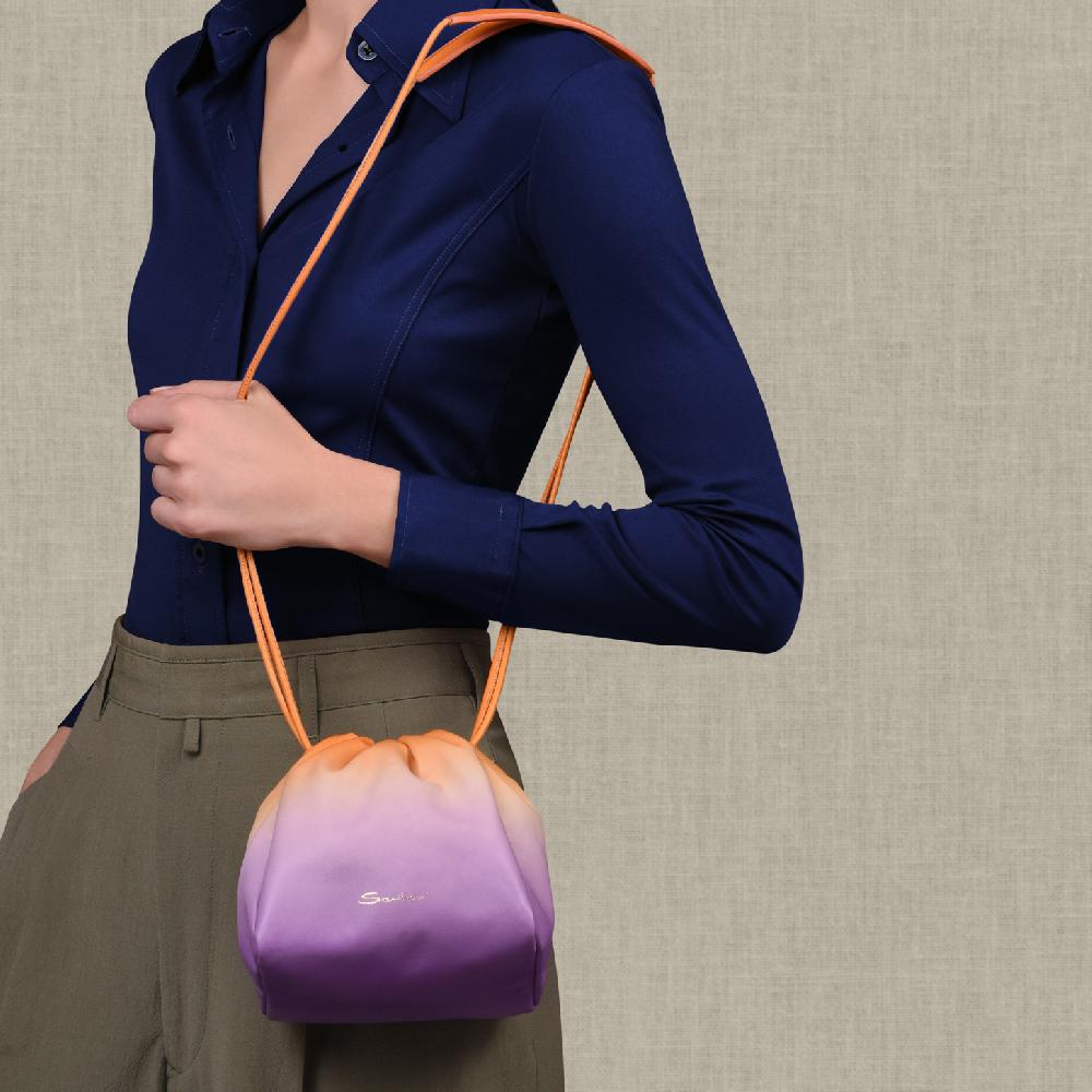 Santoni Borsa A Secchiello In Pelle Lilla Ed Arancione