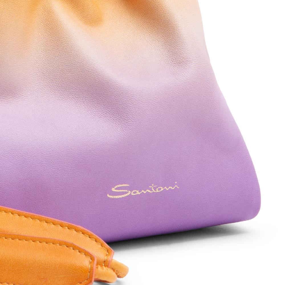 Santoni Borsa A Secchiello In Pelle Lilla Ed Arancione