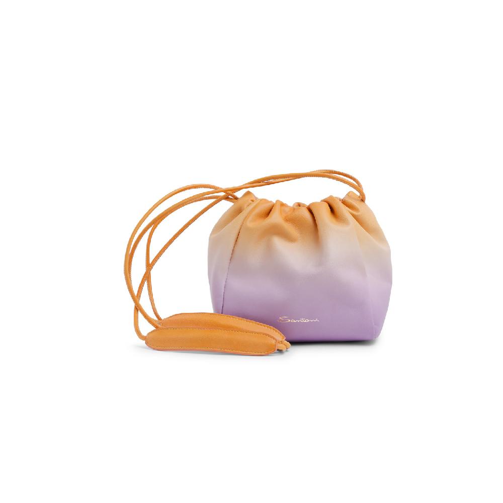 Santoni Borsa a secchiello in pelle lilla ed arancione