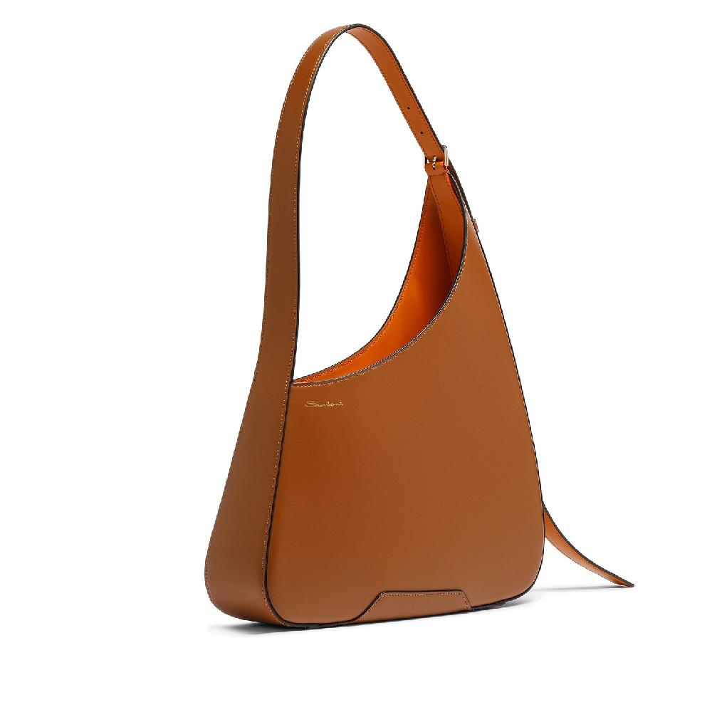 Santoni Borsa A Spalla The Pluto Hobo In Pelle Marrone