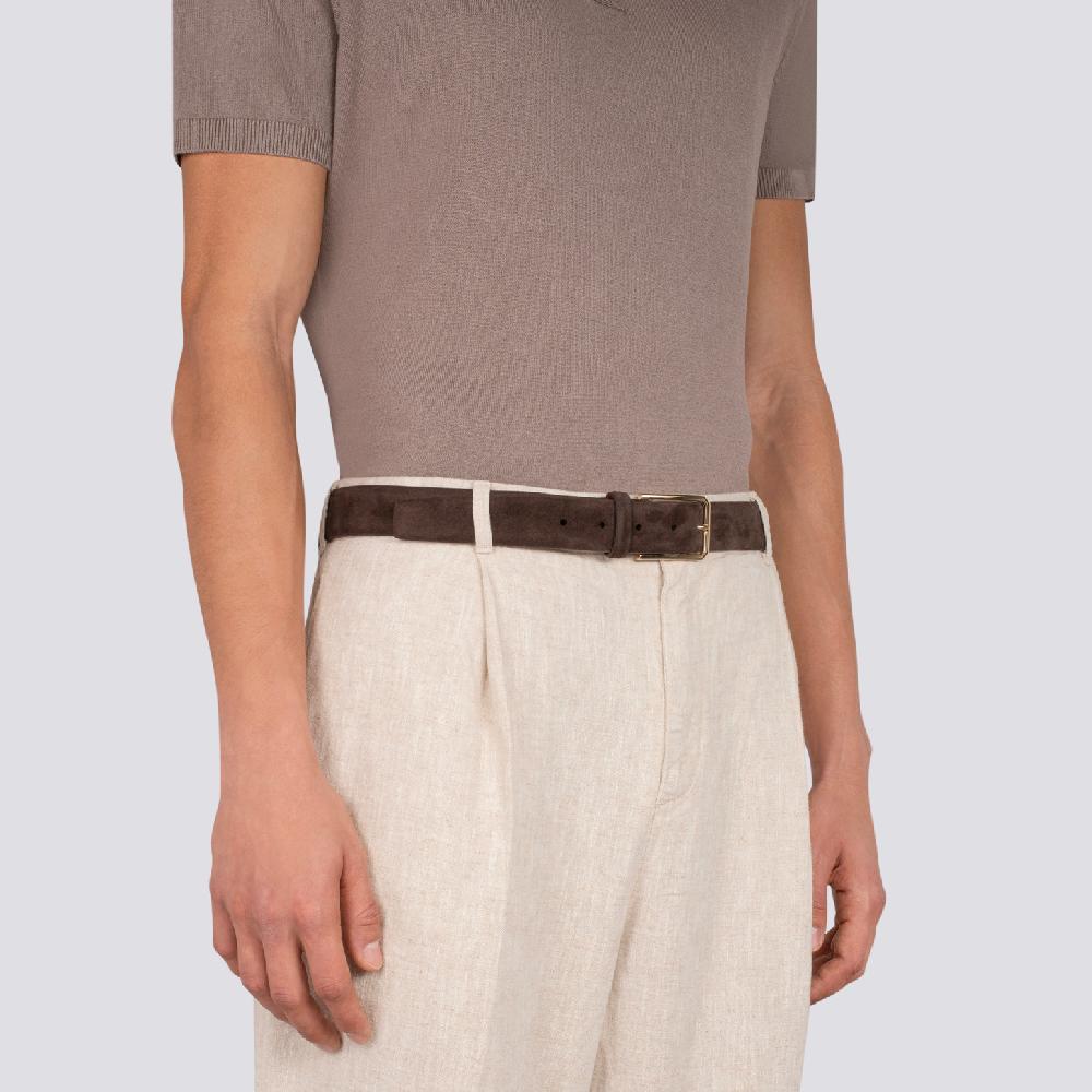 Santoni Cintura Regolabile Da Uomo In Suede Marrone