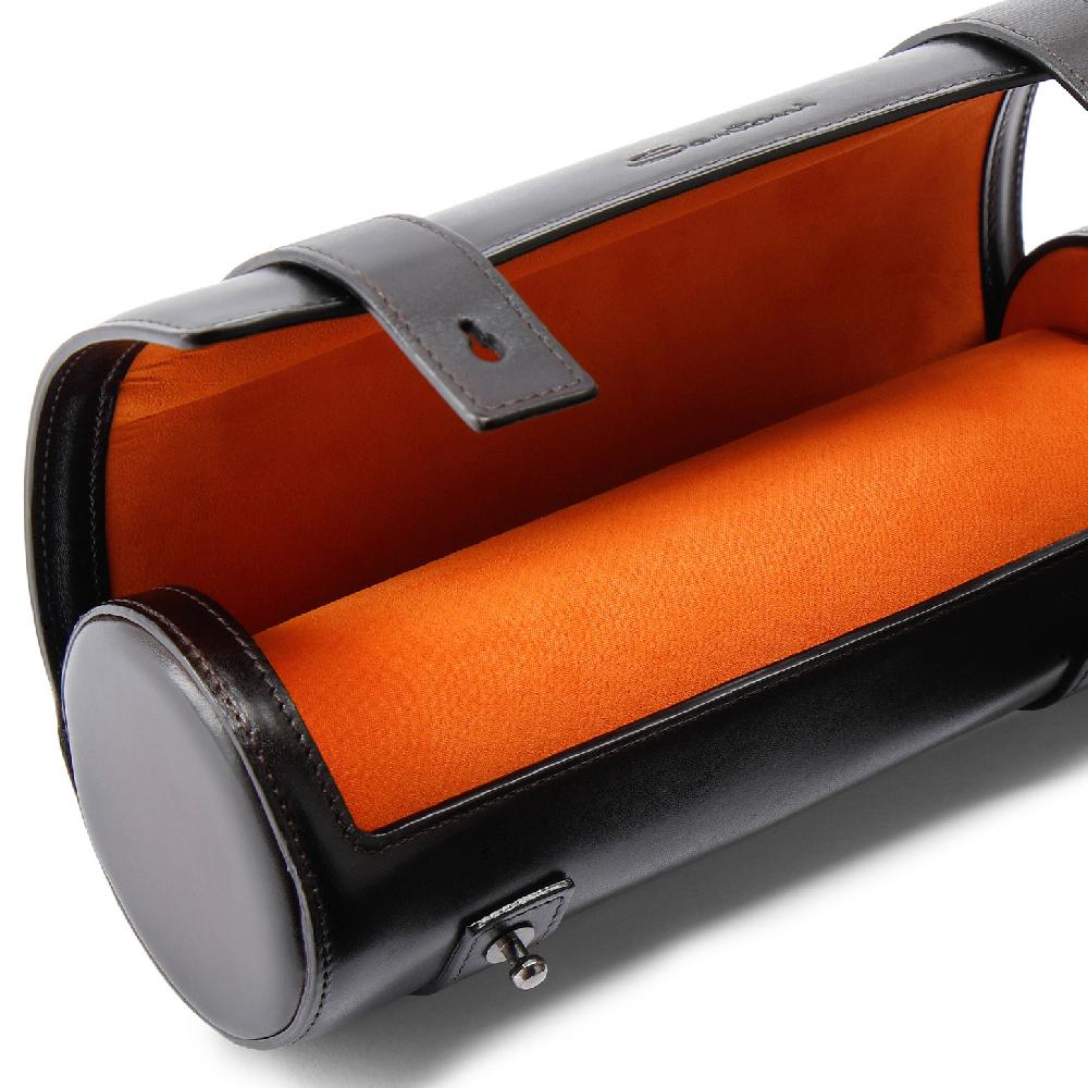 Santoni Custodia Portaorologi Grande In Pelle Marrone