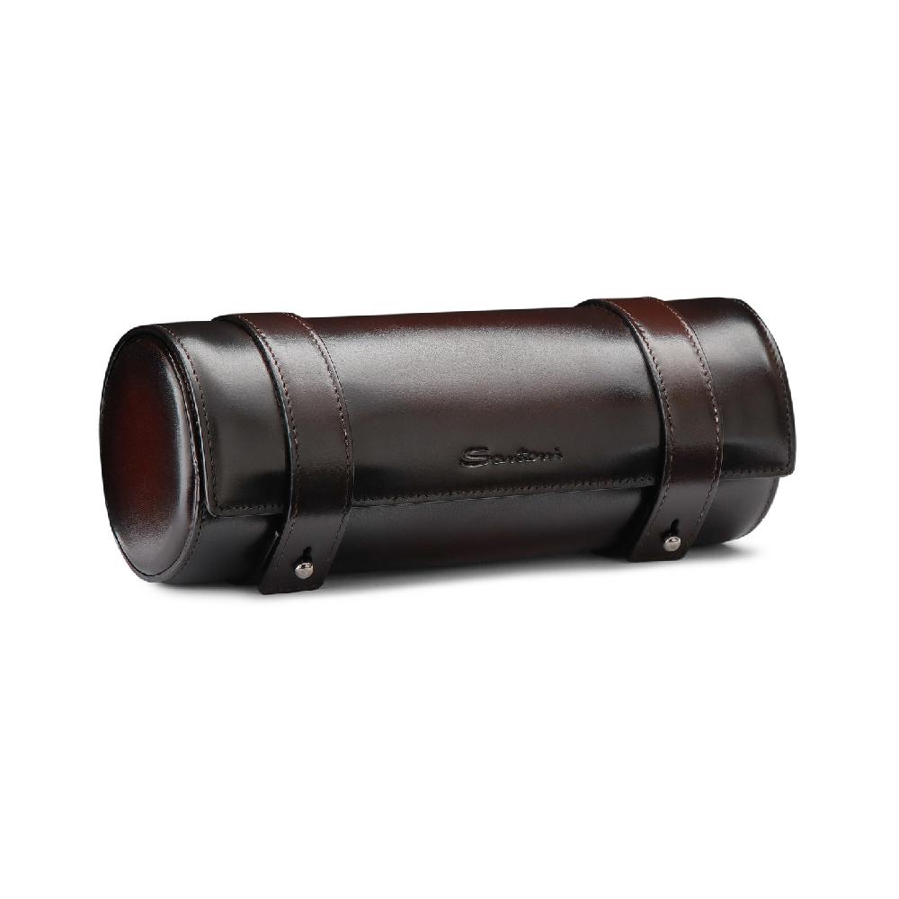 Santoni Custodia Portaorologi Grande In Pelle Marrone