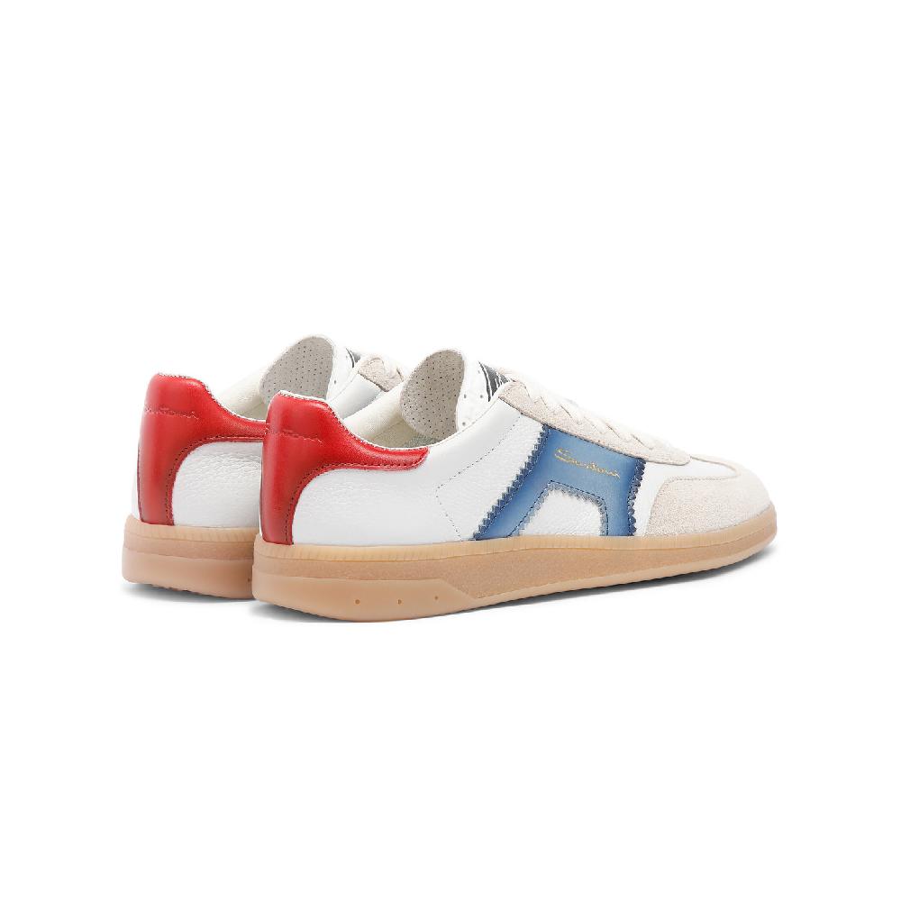 Santoni DBS Oly Sneaker Da Donna In Pelle E Suede Bianco Blu E Rosso