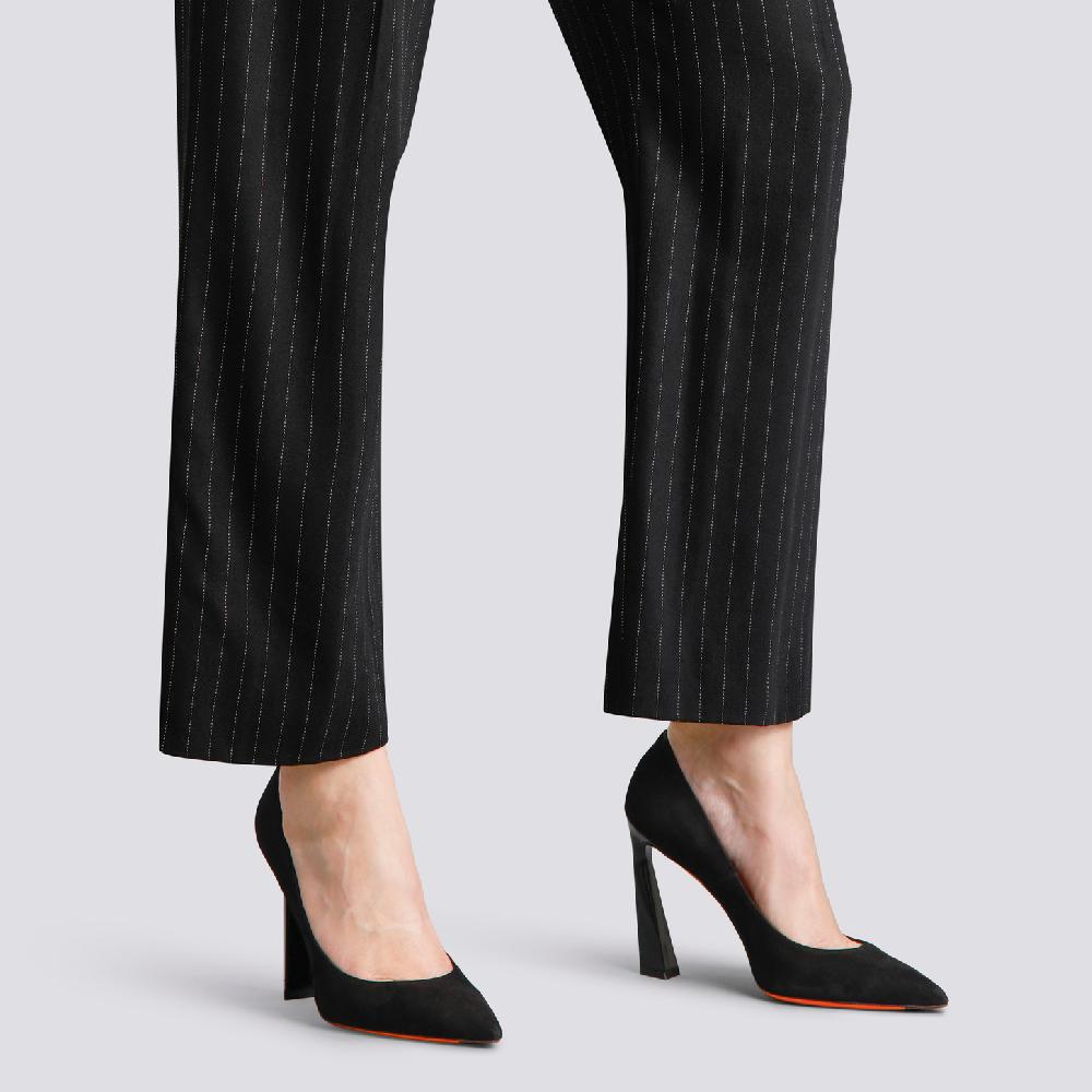 Santoni Décolletés Tacco Alto Da Donna In Suede Nero