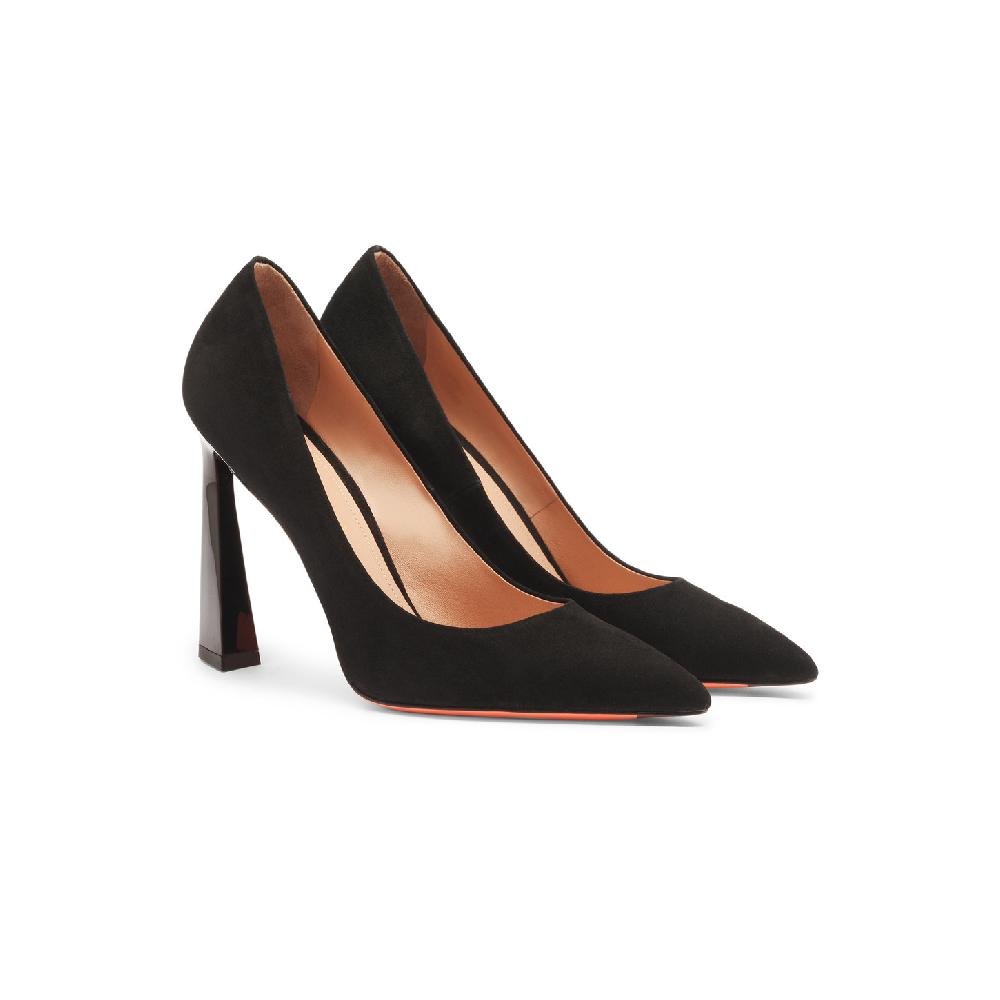 Santoni Décolletés Tacco Alto Da Donna In Suede Nero