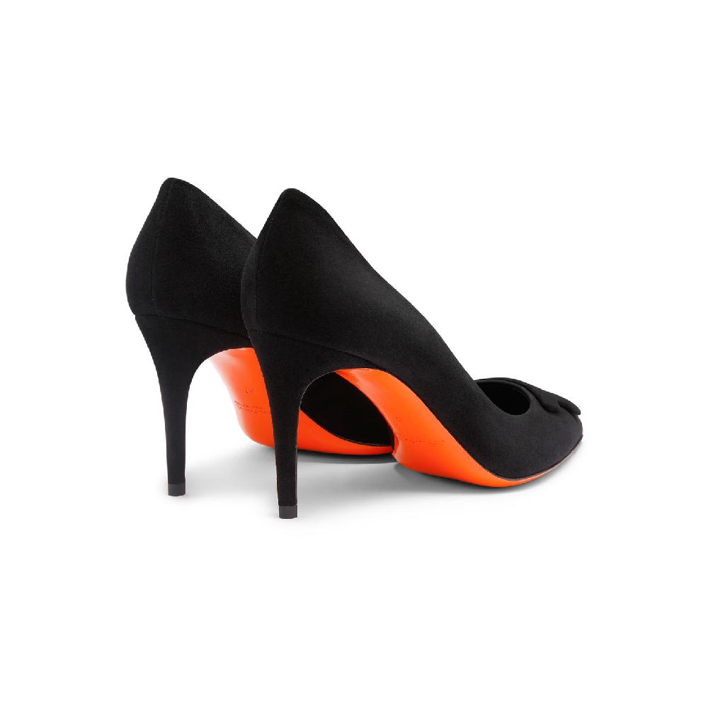 Santoni Décolletés Tacco Alto Santoni Sibille Da Donna In Suede Nero