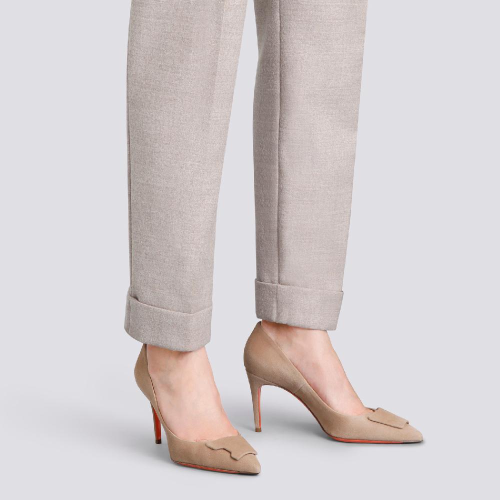 Santoni Décolletés Tacco Alto Santoni Sibille Da Donna In Suede Beige