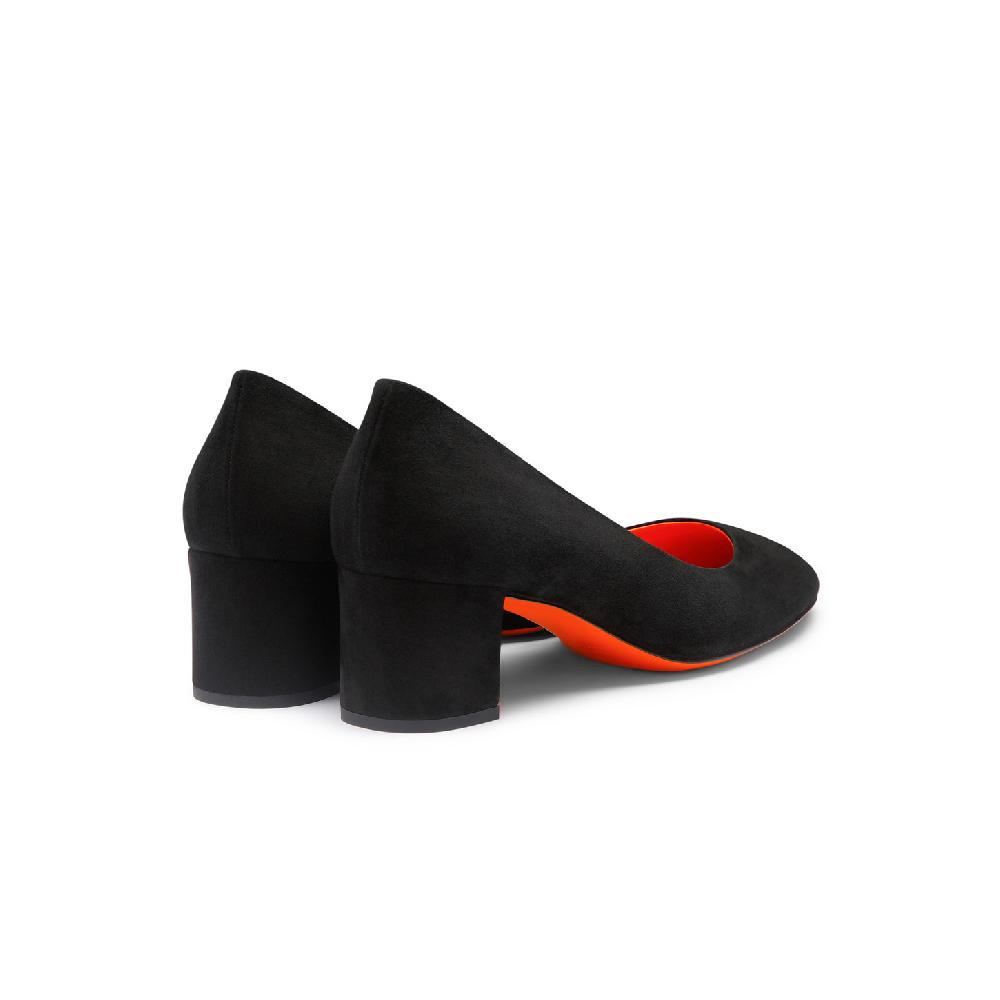 Santoni Décolletés Tacco Basso Da Donna In Suede Nero