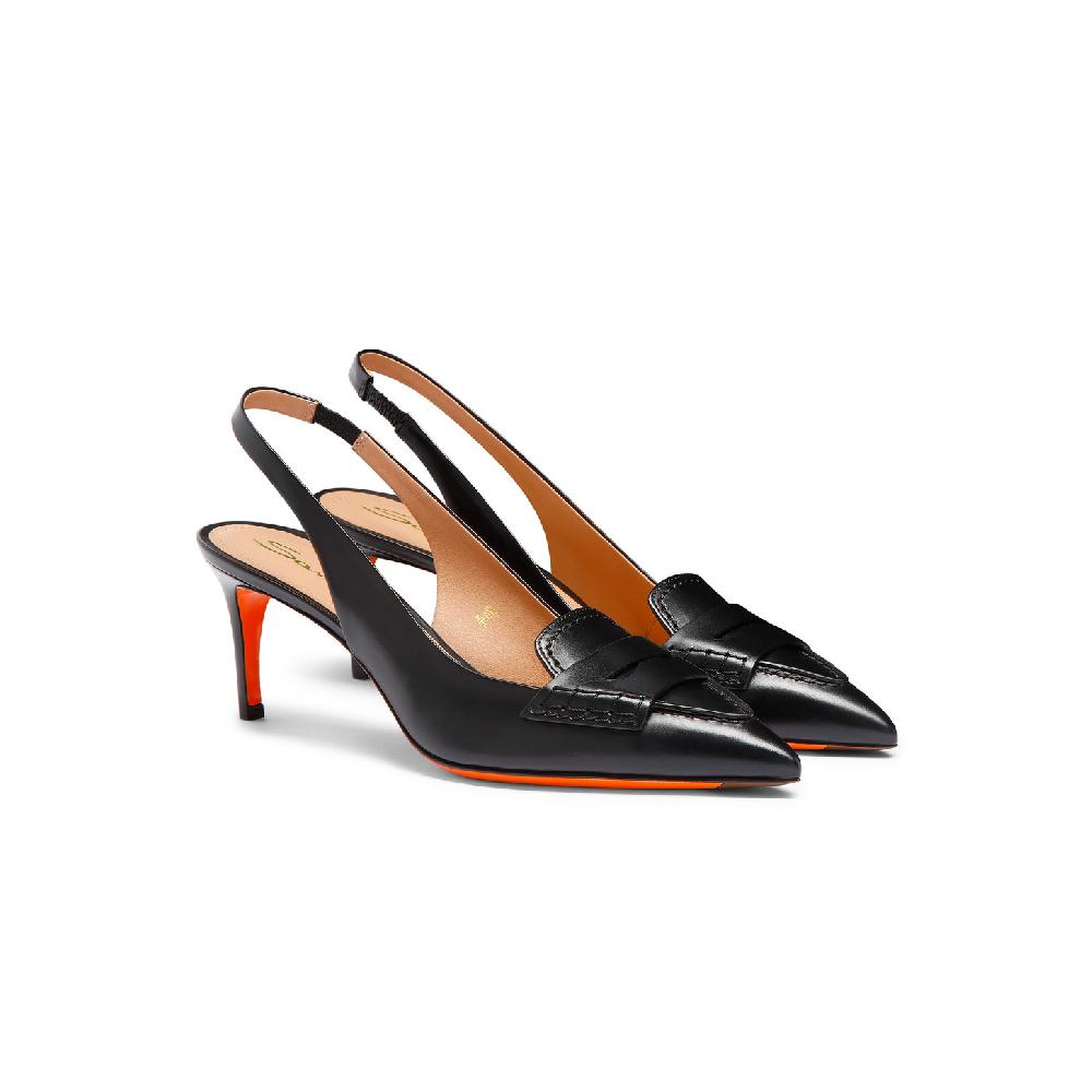 Santoni Décolletés Tacco Medio Da Donna In Pelle Nera