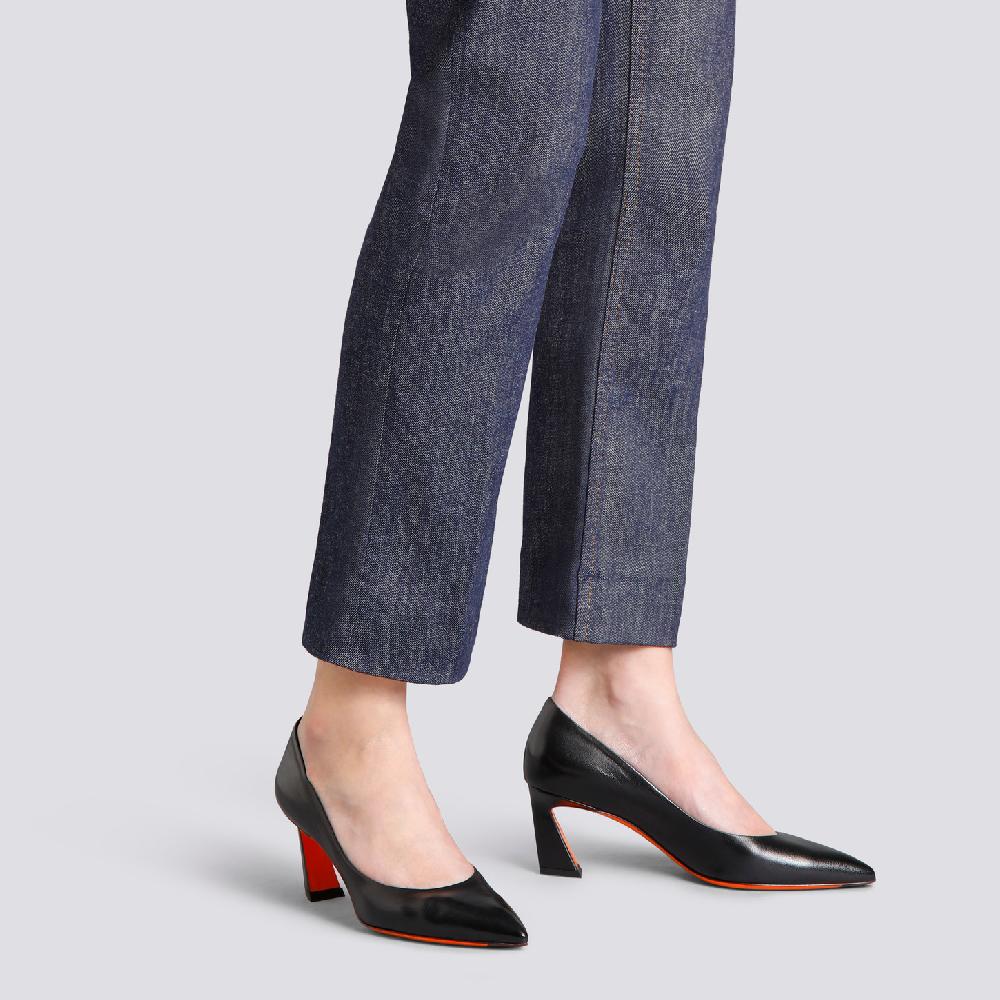 Santoni Décolletés Tacco Medio Da Donna In Pelle Nera