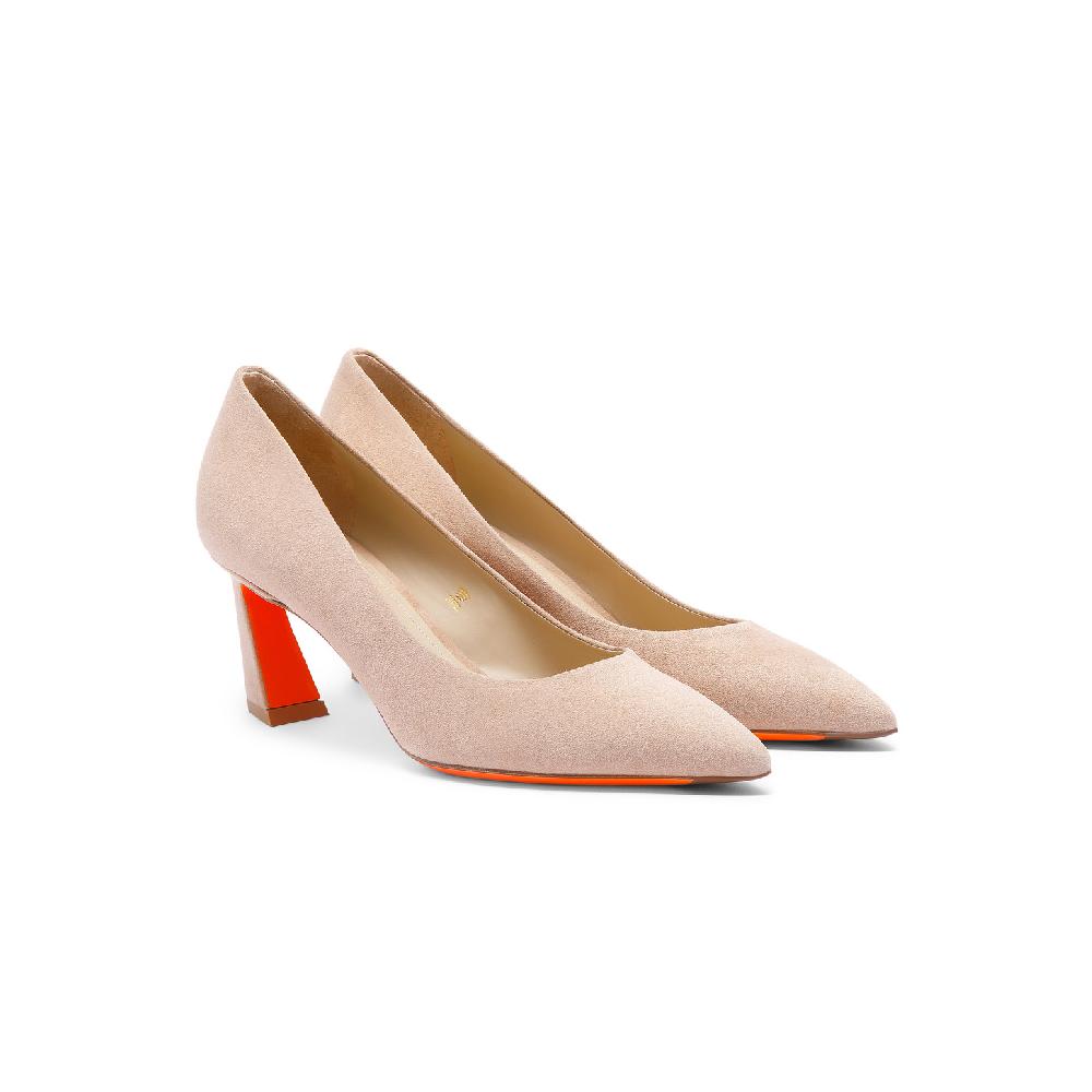 Santoni Décolletés Tacco Medio Da Donna In Suede Rosa