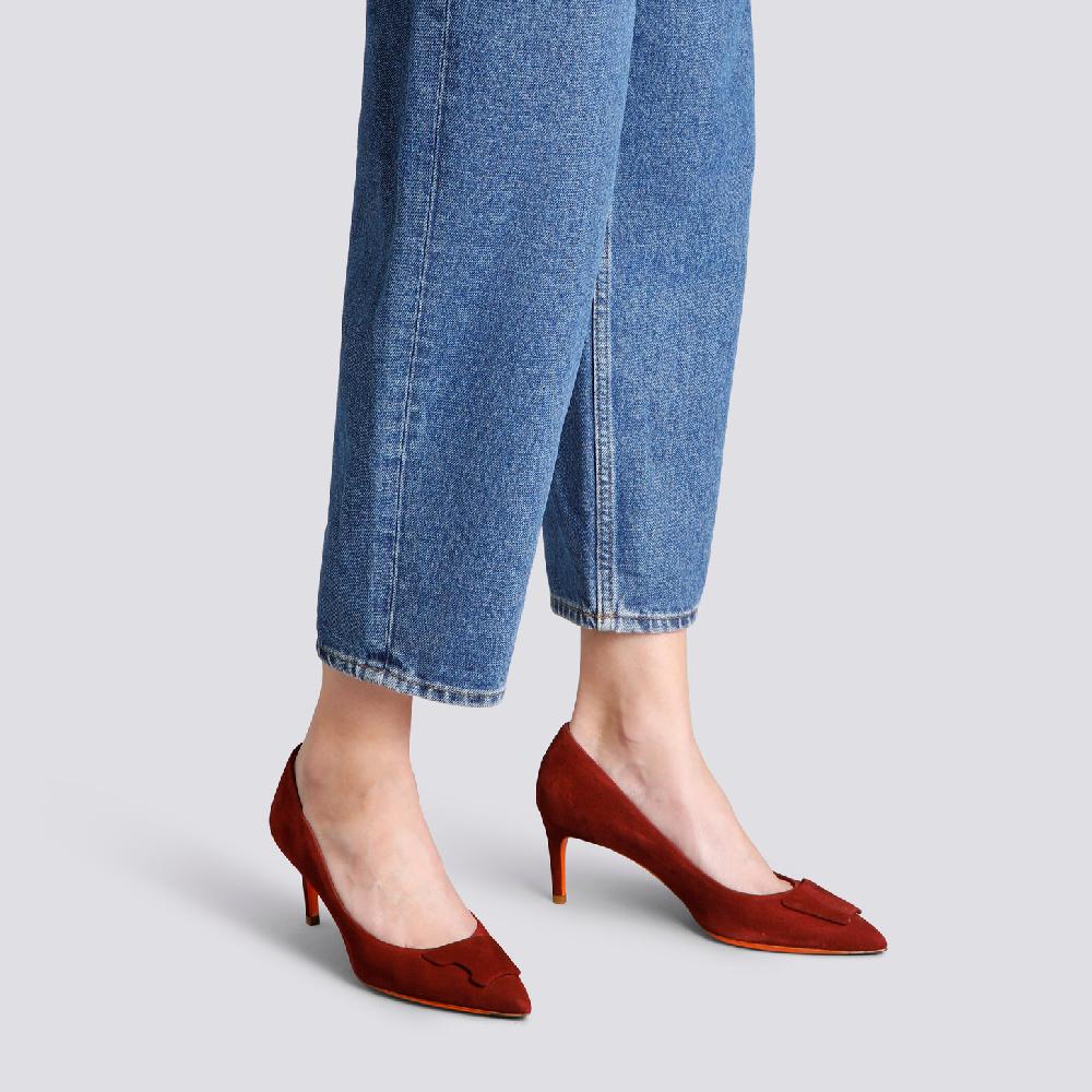 Santoni Décolletés Tacco Medio Santoni Sibille Da Donna In Suede Bordeaux