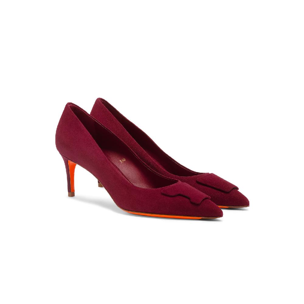 Santoni Décolletés Tacco Medio Santoni Sibille Da Donna In Suede Bordeaux