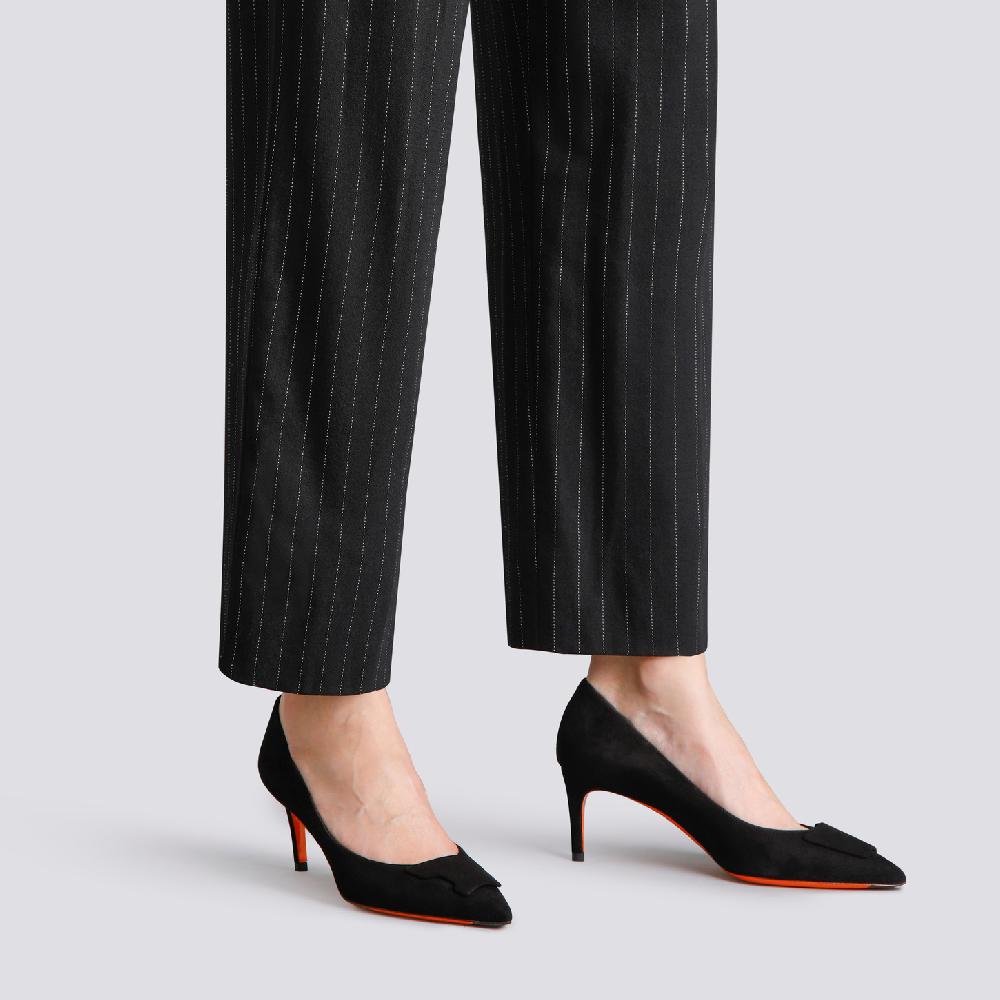 Santoni Décolletés Tacco Medio Santoni Sibille Da Donna In Suede Nero