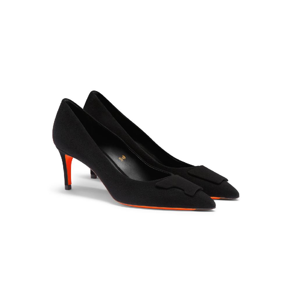 Santoni Décolletés Tacco Medio Santoni Sibille Da Donna In Suede Nero