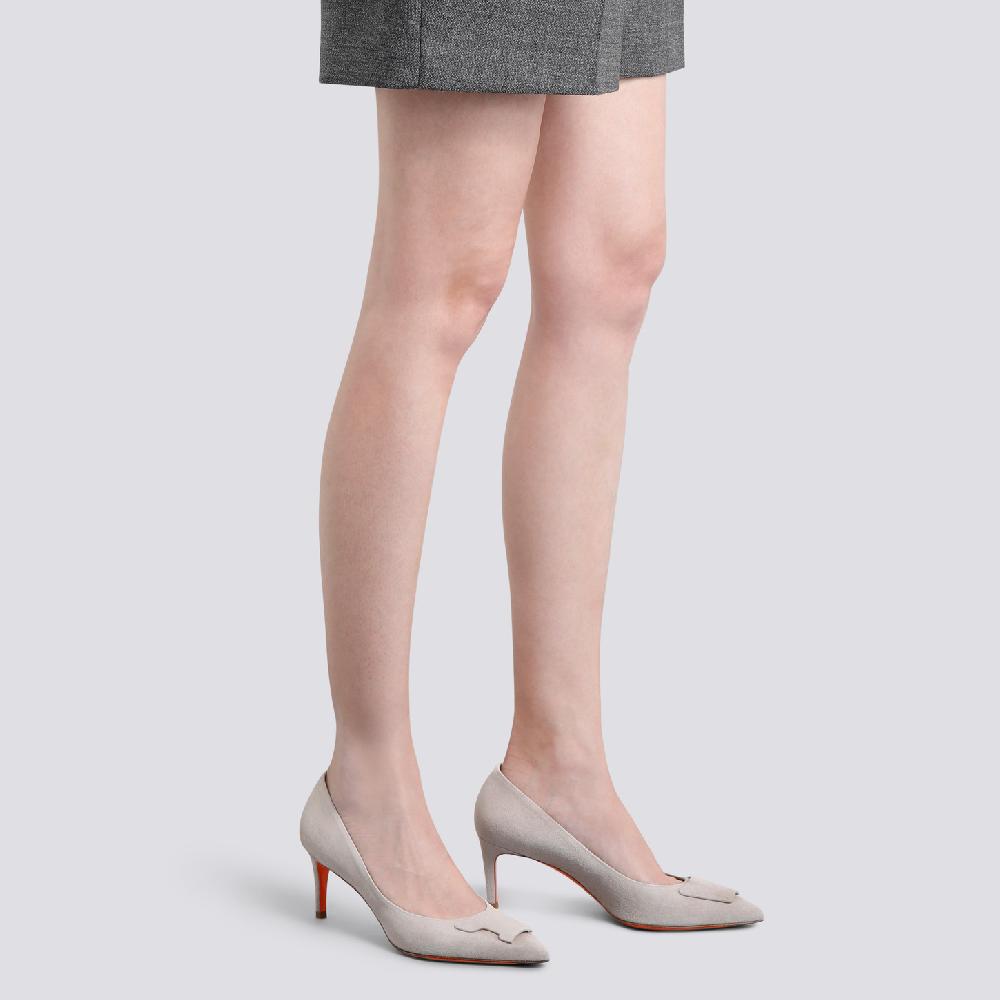 Santoni Décolletés Tacco Medio Santoni Sibille Da Donna In Suede Beige