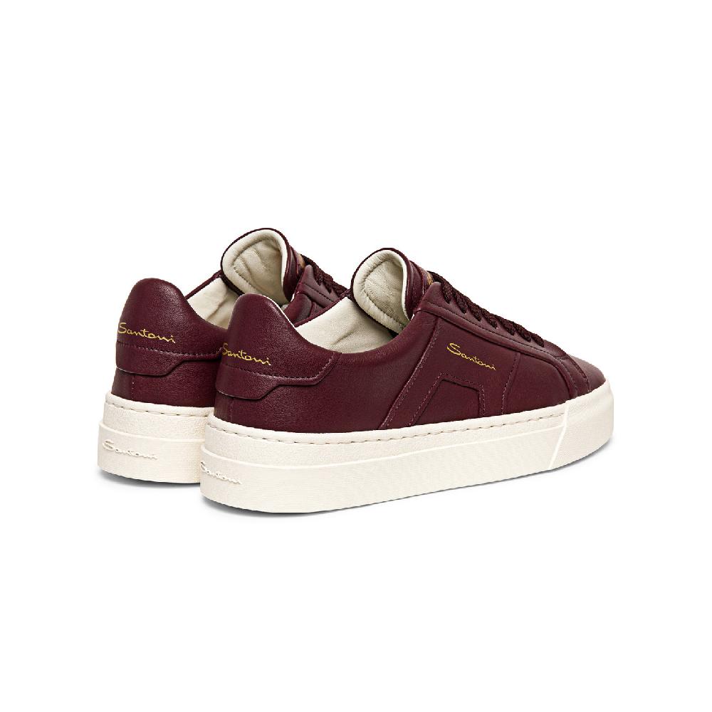 Santoni Double Buckle Sneaker Da Donna In Pelle Bordeaux