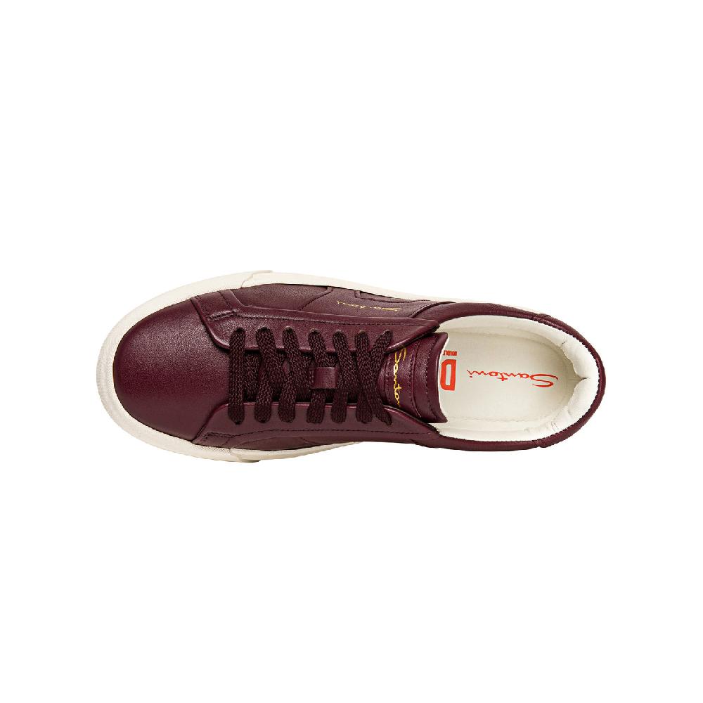 Santoni Double Buckle Sneaker Da Donna In Pelle Bordeaux