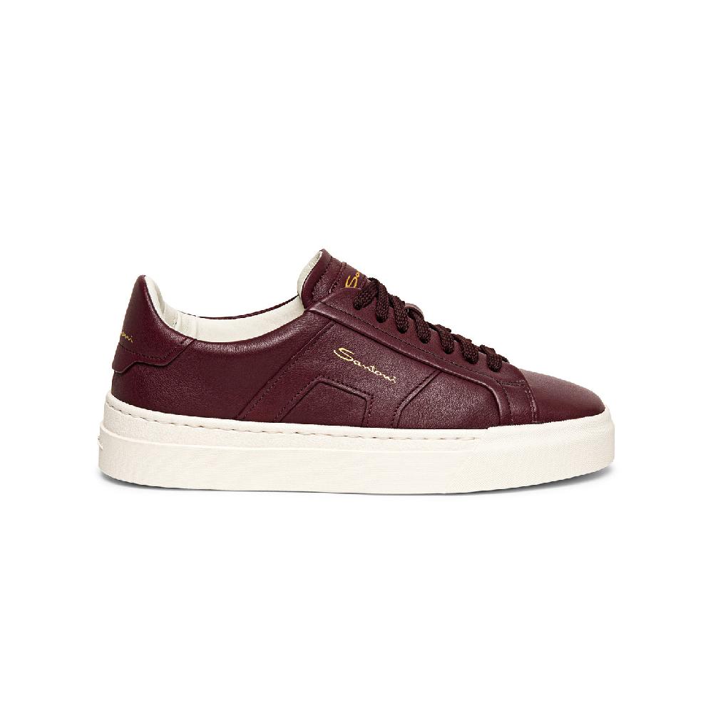 Santoni Double buckle sneaker da donna in pelle bordeaux