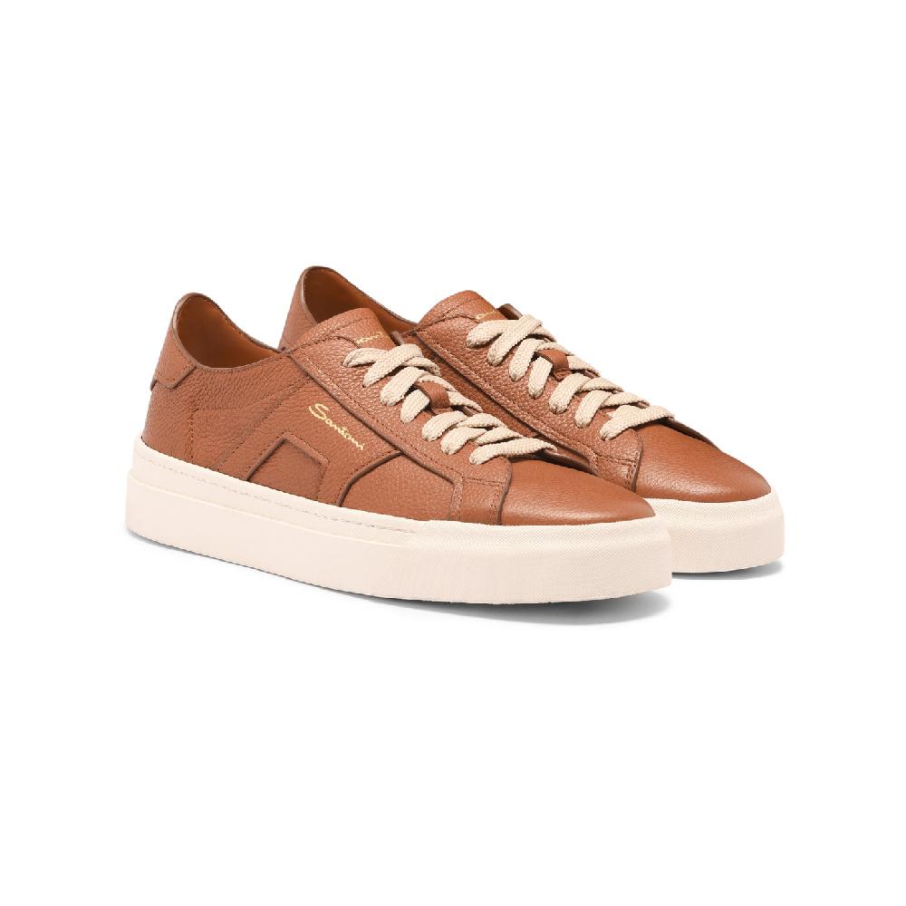 Santoni Double Buckle Sneaker Da Donna In Pelle Bottalata Marrone