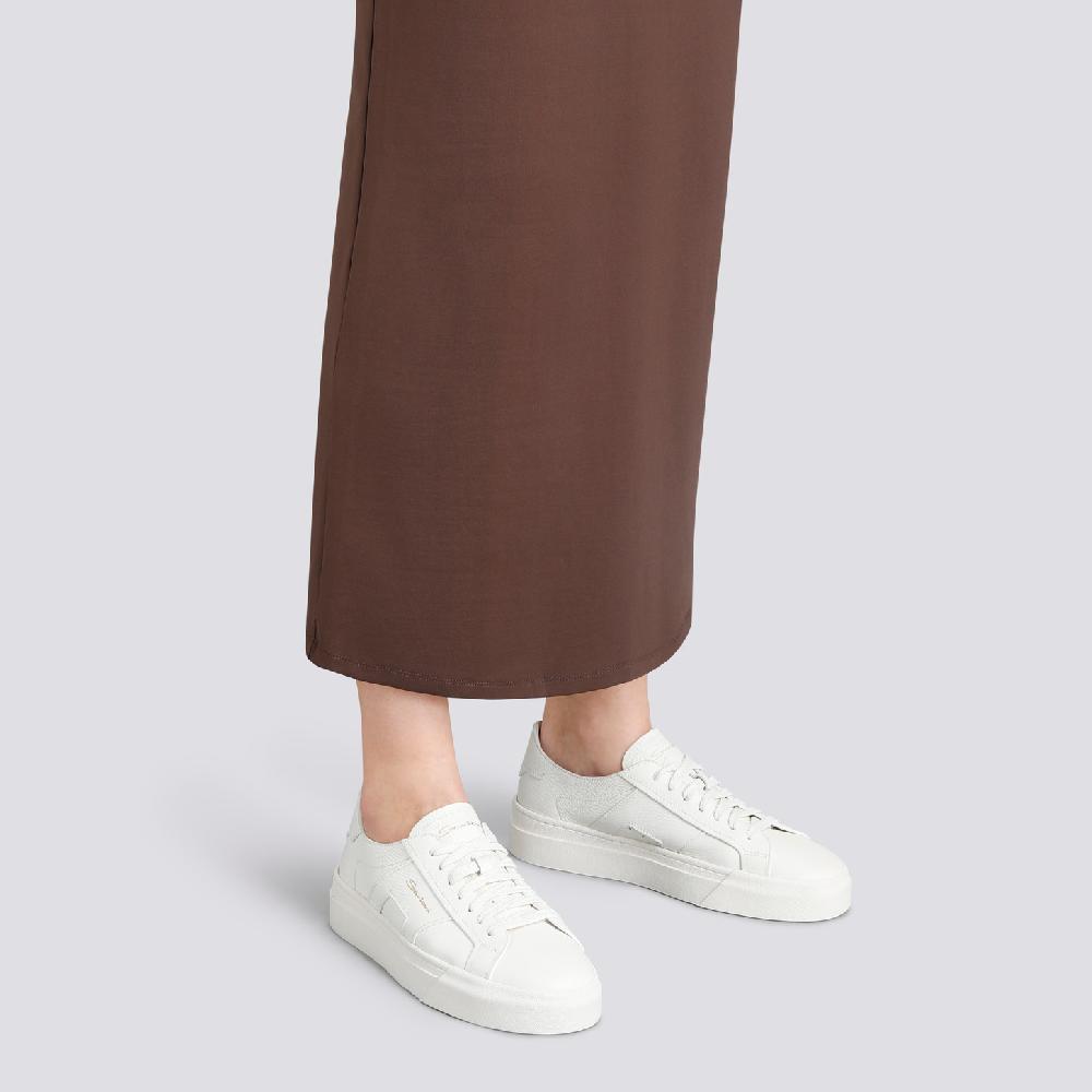 Santoni Double Buckle Sneaker Da Donna In Pelle Bottalata Bianca