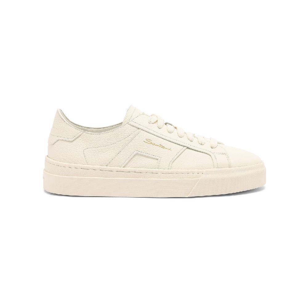 Santoni Double Buckle Sneaker da donna in pelle bottalata bianca