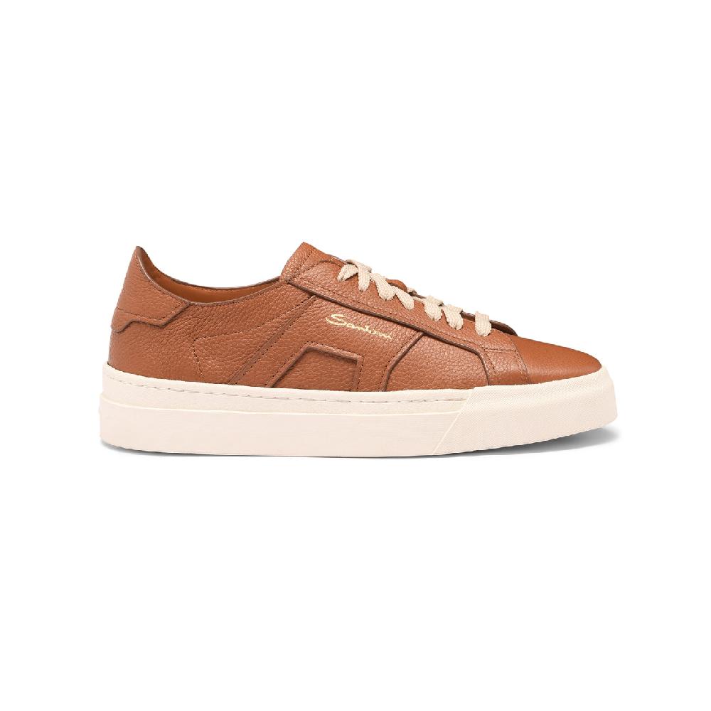 Santoni Double Buckle Sneaker da donna in pelle bottalata marrone