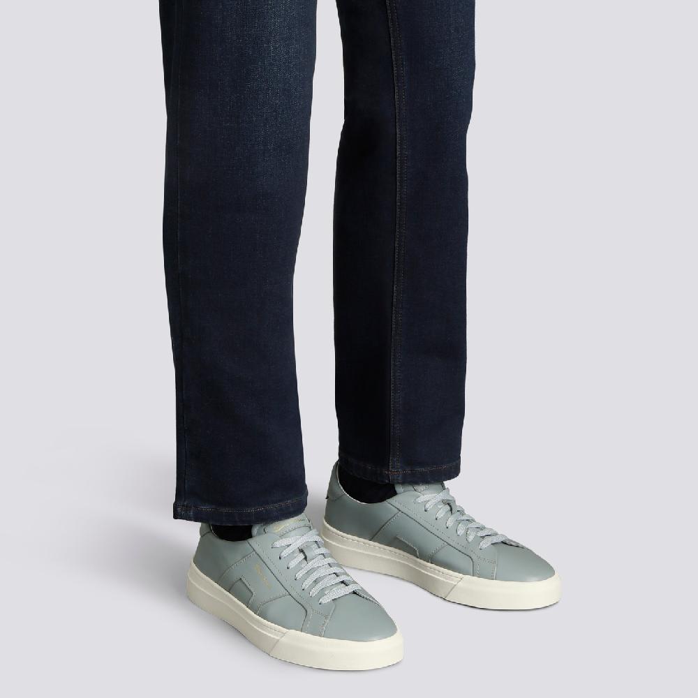 Santoni Double Buckle Sneaker Da Uomo In Pelle Azzurra