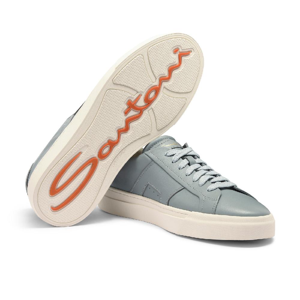 Santoni Double Buckle Sneaker Da Uomo In Pelle Azzurra