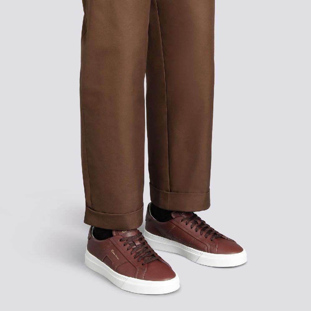 Santoni Double Buckle Sneaker Da Uomo In Pelle Bordeaux