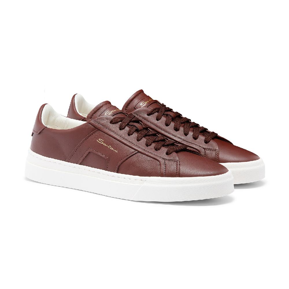 Santoni Double Buckle Sneaker Da Uomo In Pelle Bordeaux