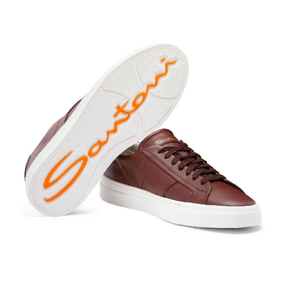 Santoni Double Buckle Sneaker Da Uomo In Pelle Bordeaux